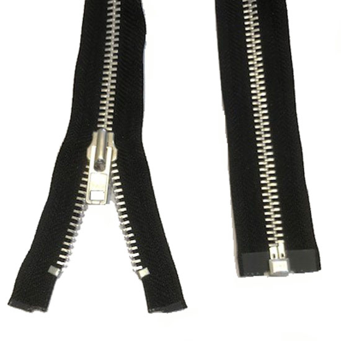 Zips Metal Open Ended Black Silver